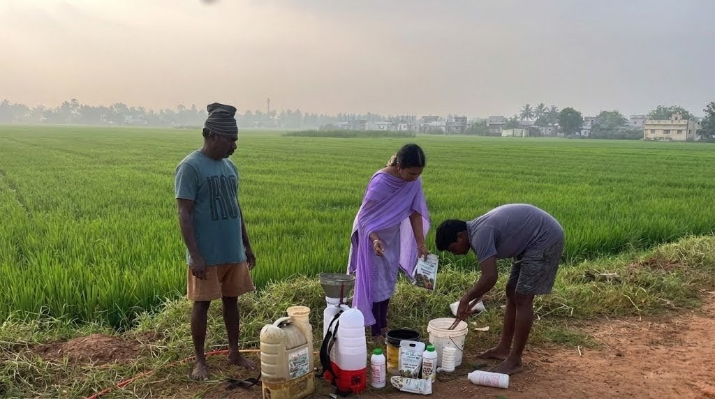 Samhita team working with farmers in the field